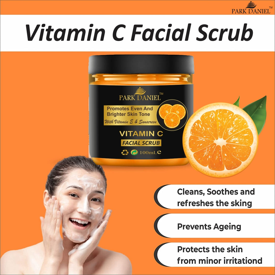 Park Daniel Vitamin C Scrub and Argan Face Wash For Anti Blemishes & Glowing Facial Kit Detoxify Rejuvenate your skin Combo Pack of 2 (250 ML)