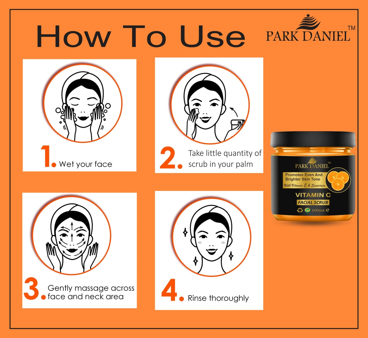 Park Daniel Vitamin C Scrub and Argan Face Wash For Anti Blemishes & Glowing Facial Kit Detoxify Rejuvenate your skin Combo Pack of 2 (250 ML)