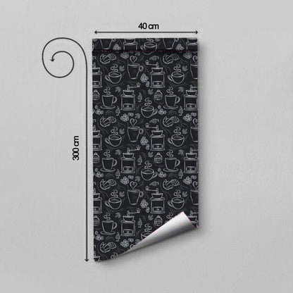 WallDaddy Self Adhesive Wallpaper For Wall (300x40)Cm Wall Sticker |Design CoffeeSketch