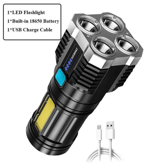 Torch - Usb Rechargeable Led Torch, 600 Lumens Flashlight